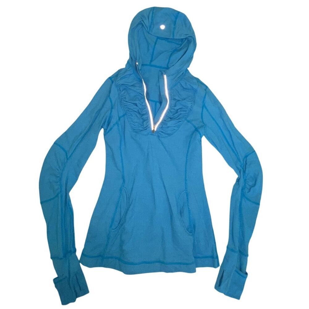 Womens Lululemon Blue Striped Run Hoodie Size 6
